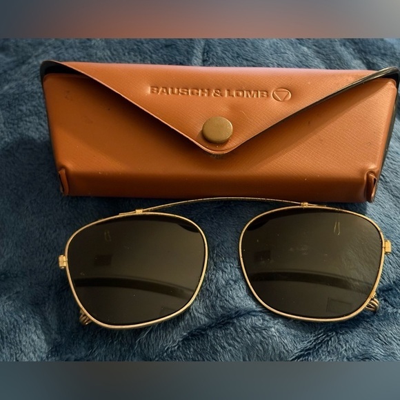 Other - Vintage clip on sun glasses & Bausch & Lomb case